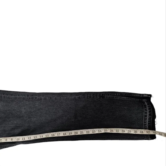 EB Denim Unraveled Black Washed Spilt Hem High Rise Size 30 Button Fly New - Picture 6 of 10